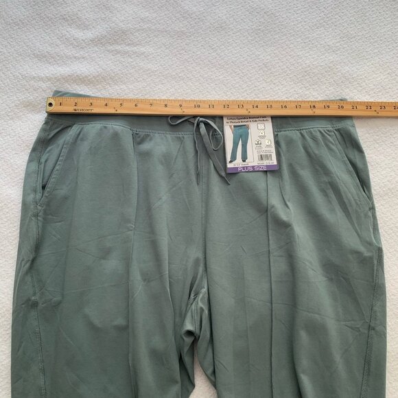 NEW RBX cotton stretch pale green pull on elastic waist pintuck bootcut pants - Picture 8 of 10